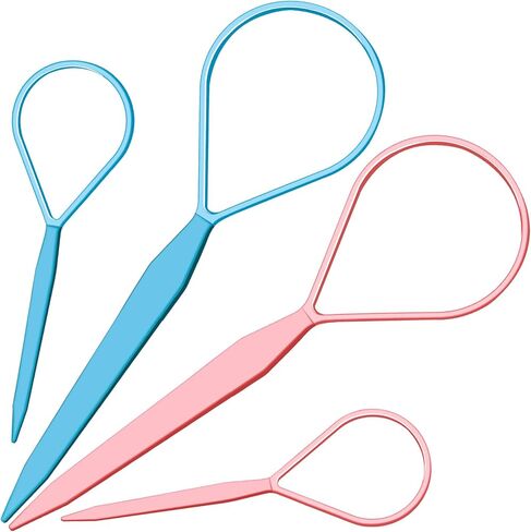 Teenitor 4pcs Pony Hair Tail Accessories, 2 Pairs French Braiding Tool, Turvy Styling Tool for Women Girls, Ponytail Pull Through Tool Purple/Blue in Saudi Arabia