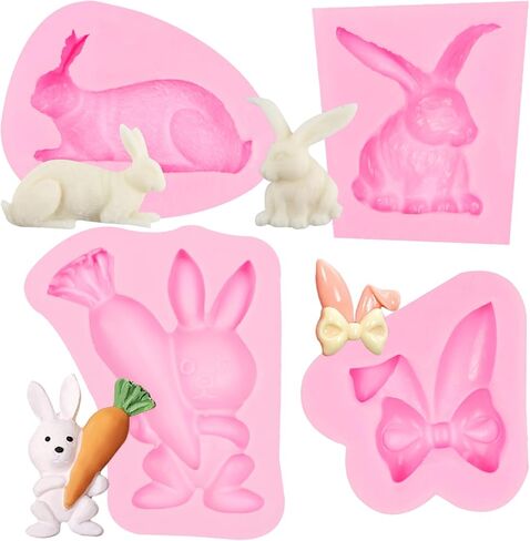 Easter Bunny Silicone Fondant Mold, Large Rabbit Chocolate Baking Mold for Cake Decoration Handmade Soap Candle Polymer Clay Wax Craft in Saudi Arabia