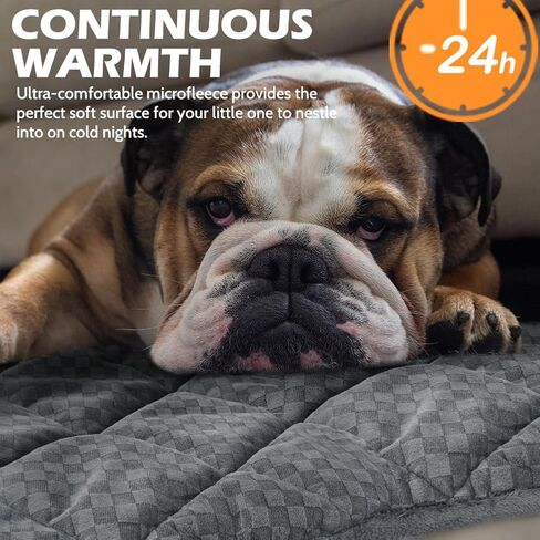 ARGOPET Cat Bed (30x19in) Self Warming, Polyester, Checkered Grey, 16oz, Machine Washable, Anti-Slip, Pet Bed Mat for Indoor & Outdoor Pets in Kuwait