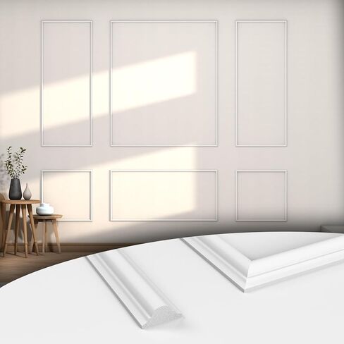 COUKIU 6 Sets Pre-Cut Wall Molding kit,Ready to Assemble Accent Molding Wainscoting Panels for Interior Walls Home Decor（6 Frames，Style2) in Kuwait