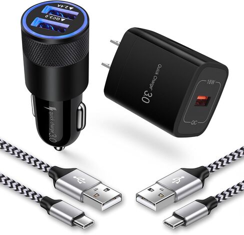 USB Fast Charger Kit for Samsung Galaxy A16 A15 A14 A35 A55 A54 A53 5G S24 FE S24 S23 Ultra S22 Ultra S21 S20 A13 iPhone 16 15,Quick Charge 3.0 Wall Charger+Rapid Car Charger Adapter+2 USB C Cable 3FT in Saudi Arabia