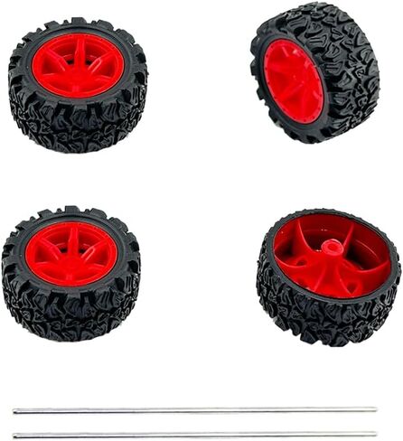 4 مساءً عجلات لعبة سيارة 39 ملم عجلات إطارات مطاطية لعبة مع محاور قضبان جولة عمود معدني لارتغال RC Car Truck Robot DIY Toy Building Accessories (أصفر) in Kuwait