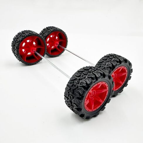 4 مساءً عجلات لعبة سيارة 39 ملم عجلات إطارات مطاطية لعبة مع محاور قضبان جولة عمود معدني لارتغال RC Car Truck Robot DIY Toy Building Accessories (أصفر) in Kuwait