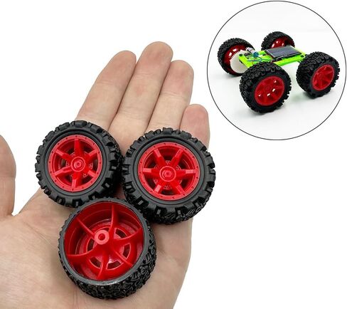 4 مساءً عجلات لعبة سيارة 39 ملم عجلات إطارات مطاطية لعبة مع محاور قضبان جولة عمود معدني لارتغال RC Car Truck Robot DIY Toy Building Accessories (أصفر) in Kuwait
