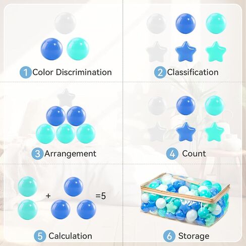 Ball Pit Balls for Toddlers Star and Round Set,100pcs BPA Phthalate Free,2.15" Play Balls Soft Plastic Balls for Baby Kids Birthday Pool Tent Party in Kuwait