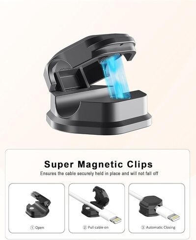 6 Pack Magnetic Cable Clips,Under Desk Cable Management, Phone Cord Holder for Nightstand,Adhesive Wire Charging Cord Organizer Keepers Holder for Home Office Car Wall Desktop in Saudi Arabia