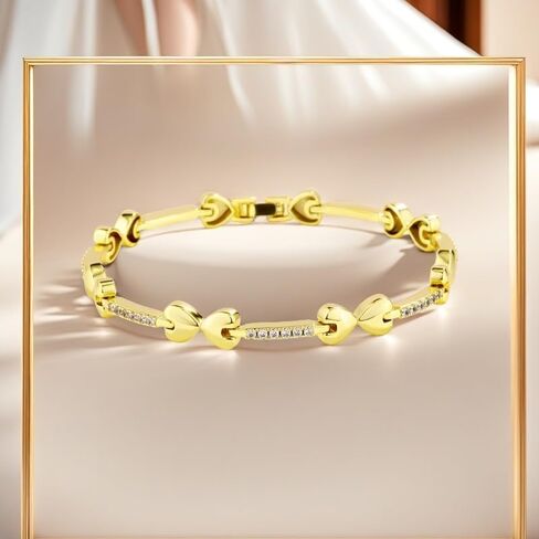 TOPGRILLZ Anklets for Women - 2 mm Heart Bows Design 14K Gold Plated 5A Cubic Zirconia Ankle Bracelets with Fold Over Clasp - Summer Beach Jewelry, 8 IN / 9 IN / 10 IN in Saudi Arabia