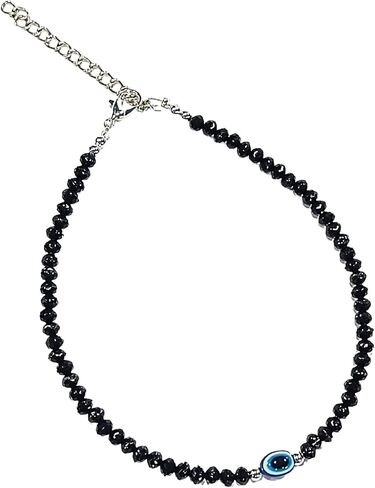Black Bead Crystal Evil Eye Anklet Bracelet for Women Handmade Simple Waterproof Ankle Foot Bracelets for Women Minimalist Jewelry Adjustable (Design 6) in Saudi Arabia
