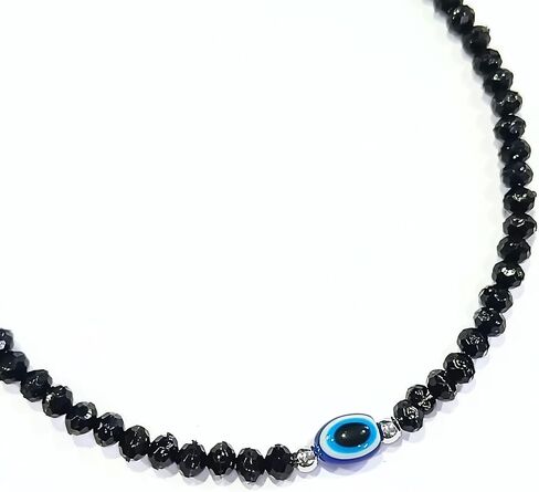 Black Bead Crystal Evil Eye Anklet Bracelet for Women Handmade Simple Waterproof Ankle Foot Bracelets for Women Minimalist Jewelry Adjustable (Design 6) in Saudi Arabia