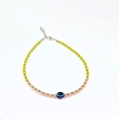 Black Bead Crystal Evil Eye Anklet Bracelet for Women Handmade Simple Waterproof Ankle Foot Bracelets for Women Minimalist Jewelry Adjustable (Design 6) in Saudi Arabia