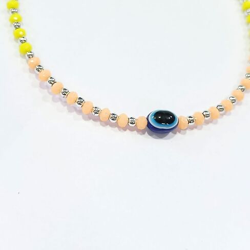 Black Bead Crystal Evil Eye Anklet Bracelet for Women Handmade Simple Waterproof Ankle Foot Bracelets for Women Minimalist Jewelry Adjustable (Design 6) in Saudi Arabia