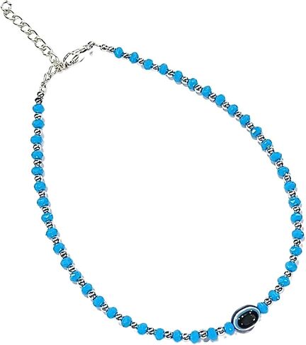 Black Bead Crystal Evil Eye Anklet Bracelet for Women Handmade Simple Waterproof Ankle Foot Bracelets for Women Minimalist Jewelry Adjustable (Design 6) in Saudi Arabia