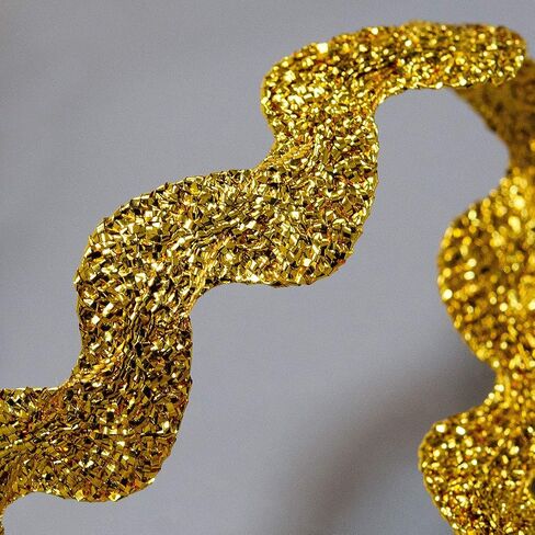 Trims By The Yard 1/2" Metallic Medium Ric Rac Trim, Decorative Zig-Zag Trim For Fashion, Costume, or Home Decorations, and Party Decorations, Washable trim, 36-Yard Cut, Gold in Saudi Arabia