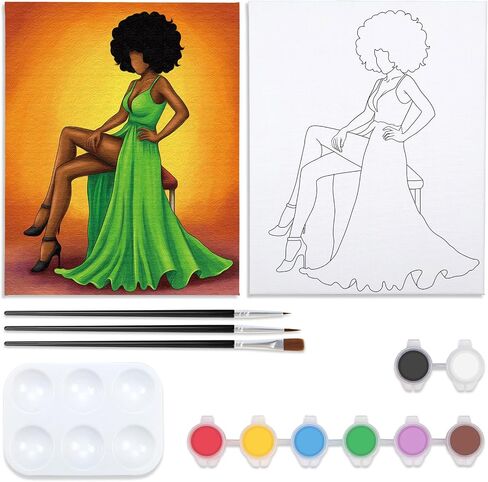 Nuberlic 8x10 Pre Drawn Canvas to Paint for Adults Sip and Paint Party Prayer Girl Blasian Lady Afro Americans Woman Christams Birthday Gift Painting Kits DIY in Kuwait