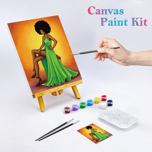 Nuberlic 8x10 Pre Drawn Canvas to Paint for Adults Sip and Paint Party Prayer Girl Blasian Lady Afro Americans Woman Christams Birthday Gift Painting Kits DIY in Kuwait