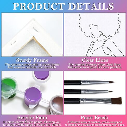 Nuberlic 8x10 Pre Drawn Canvas to Paint for Adults Sip and Paint Party Prayer Girl Blasian Lady Afro Americans Woman Christams Birthday Gift Painting Kits DIY in Kuwait