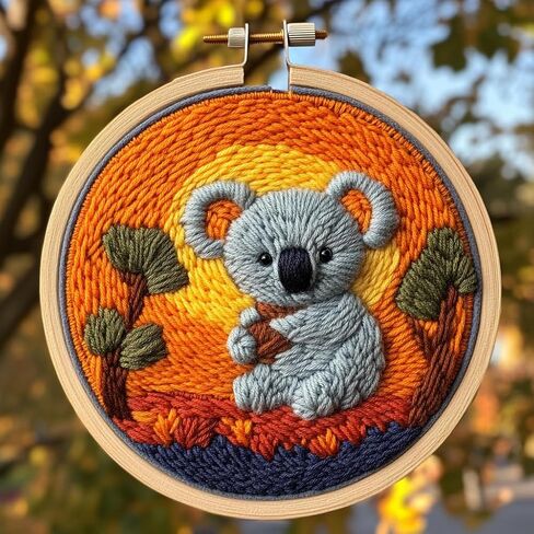 DIY Punch Needle Kits for Beginners Cute Cartoon Highland Cow with Daisy Flower with Hoop Embroidery Punch Needle Starter Craft Set Easy for Adults and Children Festival Gift and Decoration 20x20cm-5 in Saudi Arabia