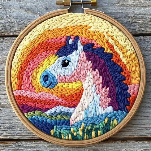 DIY Punch Needle Kits for Beginners Cute Cartoon Highland Cow with Daisy Flower with Hoop Embroidery Punch Needle Starter Craft Set Easy for Adults and Children Festival Gift and Decoration 20x20cm-5 in Saudi Arabia