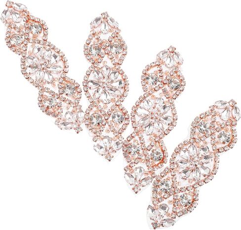 4pcs Girdle Rhinestone Patch Crystal Applique Patches Rhinestone Applique Embellishments Beaded Flowers Applique Diamond Rhinestones Gold Dress Belt Sewing Applique in Saudi Arabia