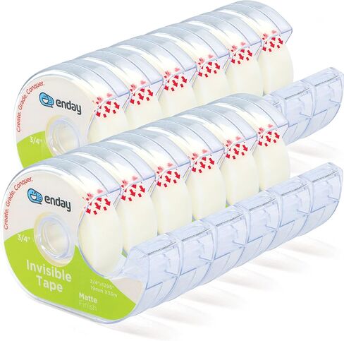 Enday Tape Dispenser, Clear Glossy Finish Transparent Tape, Adhesive Mounting Tape, Tape Refills, Roll of Tape for School, Office, Gift Wrapping and Hanging Tape (6 Pack) (1595) in Saudi Arabia