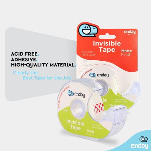 Enday Tape Dispenser, Clear Glossy Finish Transparent Tape, Adhesive Mounting Tape, Tape Refills, Roll of Tape for School, Office, Gift Wrapping and Hanging Tape (6 Pack) (1595) in Saudi Arabia