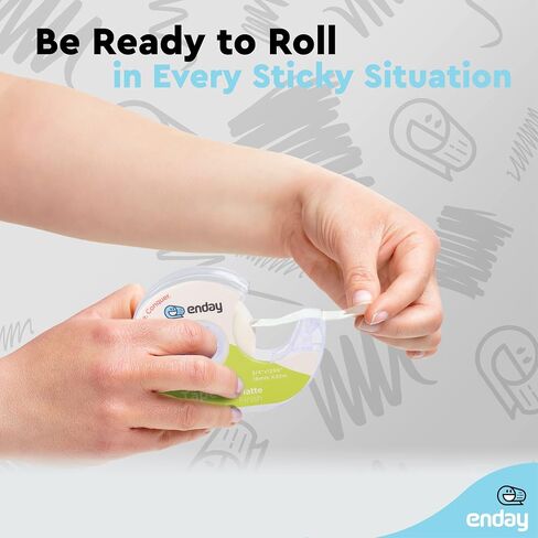Enday Tape Dispenser, Clear Glossy Finish Transparent Tape, Adhesive Mounting Tape, Tape Refills, Roll of Tape for School, Office, Gift Wrapping and Hanging Tape (6 Pack) (1595) in Saudi Arabia