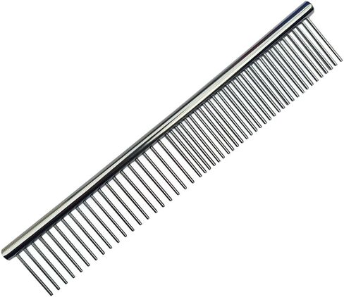 Metal Dog Comb for Grooming Small Dogs, Cats and Pets, Dematting, Removing Shedding Hair & Knots, Stainless Steel, Pet Grooming Tool, Portable, 7.4-Inch in Saudi Arabia
