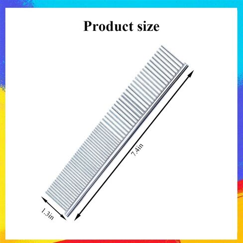 Metal Dog Comb for Grooming Small Dogs, Cats and Pets, Dematting, Removing Shedding Hair & Knots, Stainless Steel, Pet Grooming Tool, Portable, 7.4-Inch in Saudi Arabia