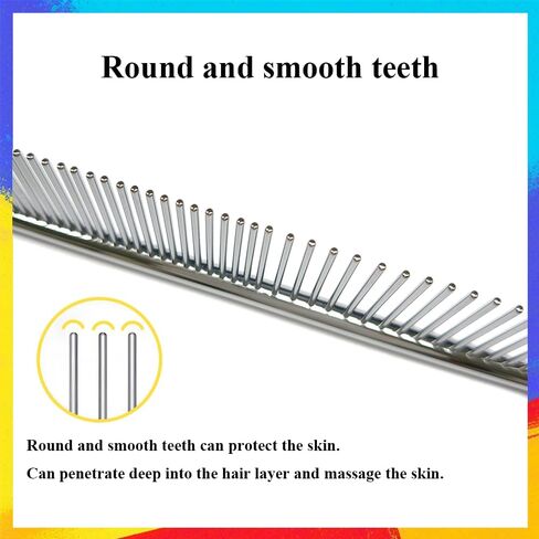Metal Dog Comb for Grooming Small Dogs, Cats and Pets, Dematting, Removing Shedding Hair & Knots, Stainless Steel, Pet Grooming Tool, Portable, 7.4-Inch in Saudi Arabia