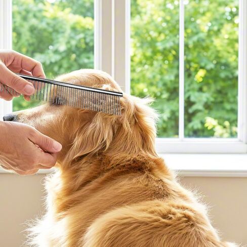 Metal Dog Comb for Grooming Small Dogs, Cats and Pets, Dematting, Removing Shedding Hair & Knots, Stainless Steel, Pet Grooming Tool, Portable, 7.4-Inch in Saudi Arabia