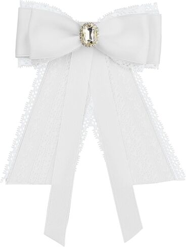Lace Bow Tie Brooches for Women Elegant Brooch Pins Pre-Tied Shirt Neck Tie in Kuwait