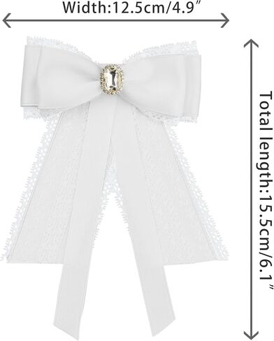 Lace Bow Tie Brooches for Women Elegant Brooch Pins Pre-Tied Shirt Neck Tie in Kuwait