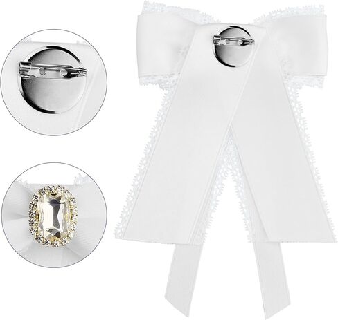 Lace Bow Tie Brooches for Women Elegant Brooch Pins Pre-Tied Shirt Neck Tie in Kuwait