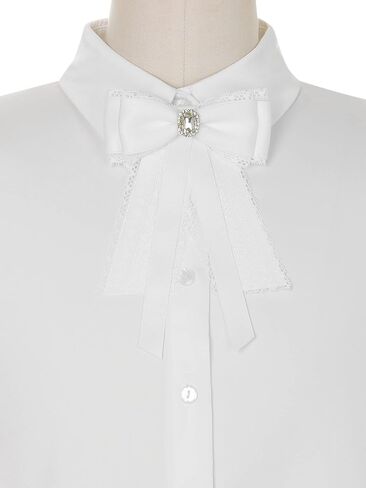 Lace Bow Tie Brooches for Women Elegant Brooch Pins Pre-Tied Shirt Neck Tie in Kuwait