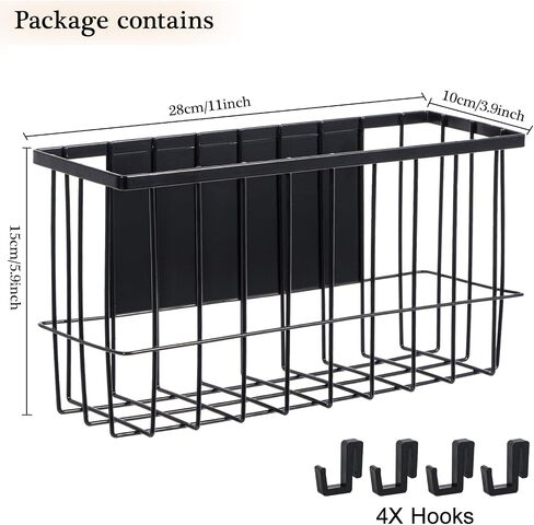Yeeco Magnetic Basket Organizer,White Mesh Holder Magnetic Book Shelf Strong Magnetic for Fridge, Refrigerator Office File Foil,White, 14.1x 3.9x 7 Inches in Saudi Arabia