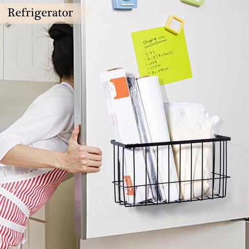Yeeco Magnetic Basket Organizer,White Mesh Holder Magnetic Book Shelf Strong Magnetic for Fridge, Refrigerator Office File Foil,White, 14.1x 3.9x 7 Inches in Saudi Arabia