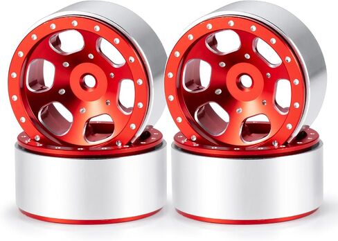 RCLIONS 1.3inch Aluminium Beadlock Wheel Rims 70g for TRX4M SCX24 1/24 1/18 Scale RC Crawler Car Upgrade Parts (Red) in Saudi Arabia