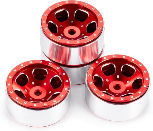 RCLIONS 1.3inch Aluminium Beadlock Wheel Rims 70g for TRX4M SCX24 1/24 1/18 Scale RC Crawler Car Upgrade Parts (Red) in Saudi Arabia