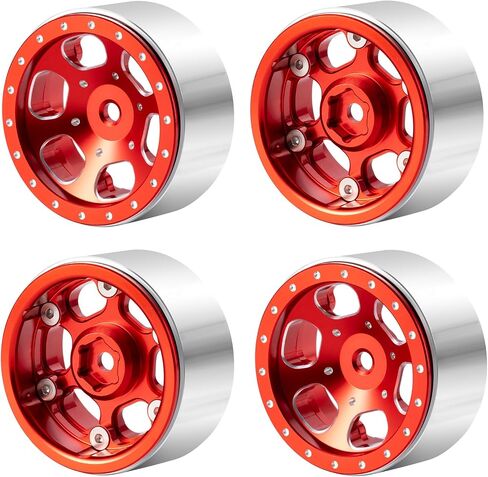 RCLIONS 1.3inch Aluminium Beadlock Wheel Rims 70g for TRX4M SCX24 1/24 1/18 Scale RC Crawler Car Upgrade Parts (Red) in Saudi Arabia