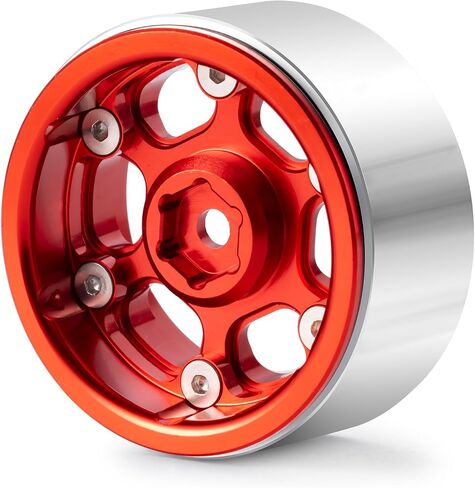 RCLIONS 1.3inch Aluminium Beadlock Wheel Rims 70g for TRX4M SCX24 1/24 1/18 Scale RC Crawler Car Upgrade Parts (Red) in Saudi Arabia
