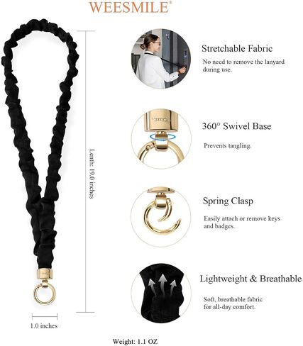 امسع Scrunchie Lanyard لشارات الهوية - حبل الرقبة لطيف للمفاتيح | حامل سلسلة المفاتيح القابلة للسحب للنساء in Kuwait