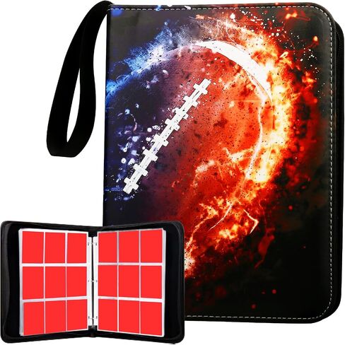 Card Binder مع 9 جيوب ، موثق التجارة يناسب 900 بطاقة مع 50 صفحة ، دفتر بطاقات التجميع المحمولة ، بطاقة الألعاب الرياضية مع ألبومات صور مع Zipper for Gifts-Red in Saudi Arabia