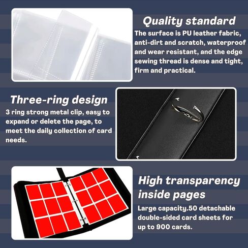 Card Binder مع 9 جيوب ، موثق التجارة يناسب 900 بطاقة مع 50 صفحة ، دفتر بطاقات التجميع المحمولة ، بطاقة الألعاب الرياضية مع ألبومات صور مع Zipper for Gifts-Red in Saudi Arabia