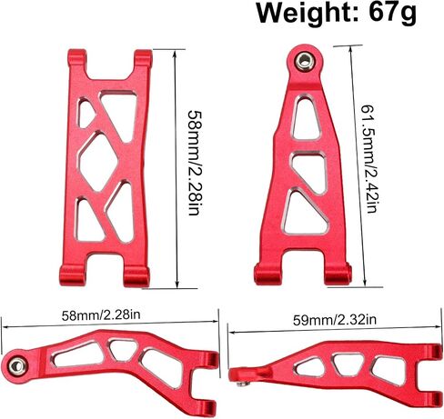 Aluminum Alloy Front & Rear Upper & Lower Swing Arms Upgrade Parts for ARRMA 1/18 Granite GROM/Typhon GROM (Red) in Kuwait