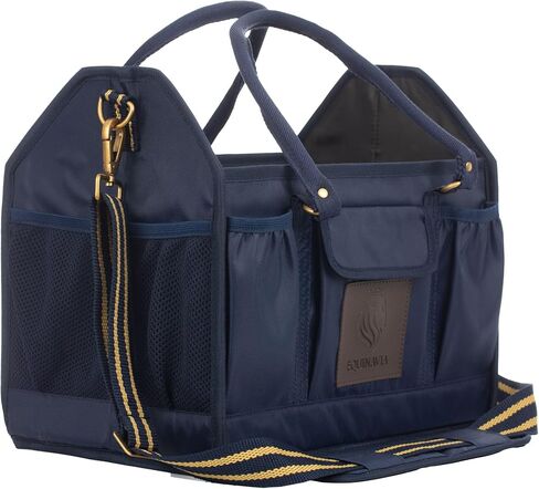 Equinavia Darby Large Collapsible Grooming Tote Bag for Horses, Dogs, Cats | Organizer with Shoulder Strap | 9" x 13" x 12" - Black/Silver - One Size in Saudi Arabia