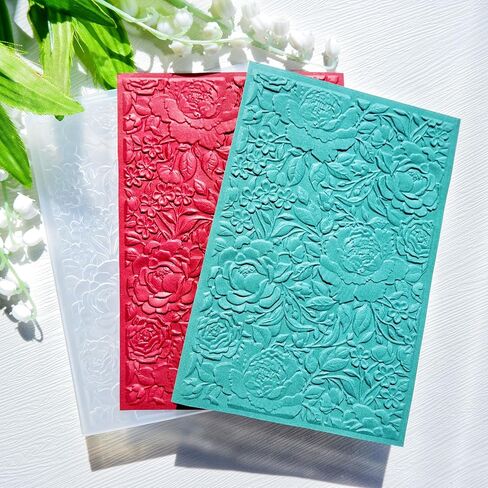 3D Peony Flowers Embossing Folders for Card Making, 3 d Flowers Texture Embossing Folder Template for DIY Paper Crafting Scrapbooking Polymer Clay Decoration in Kuwait