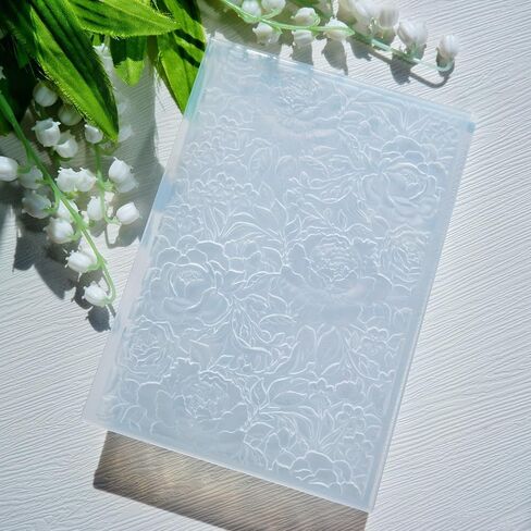3D Peony Flowers Embossing Folders for Card Making, 3 d Flowers Texture Embossing Folder Template for DIY Paper Crafting Scrapbooking Polymer Clay Decoration in Kuwait