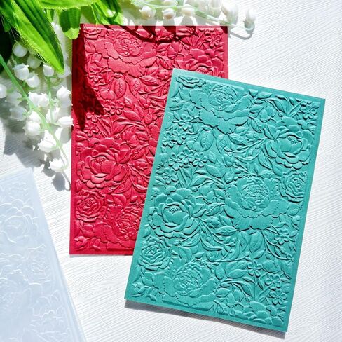 3D Peony Flowers Embossing Folders for Card Making, 3 d Flowers Texture Embossing Folder Template for DIY Paper Crafting Scrapbooking Polymer Clay Decoration in Kuwait
