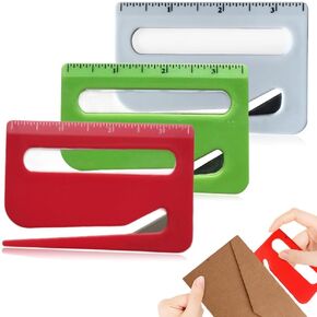 Envelope Opener, New Upgrade Envelope Opener Slitter, Package Opener Tool with Scale, Magnifying Glass, Wrapping Paper Cutter with Concealed Blade, Envelope Opener for Office