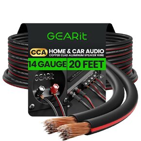 GearIT Pro Series 14AWG Speaker Wire, 14 Gauge Speaker Wire Cable (100 Feet / 30 Meters) Great Use for Home Theater Speakers and Car Speakers, Transparent Black/Green
